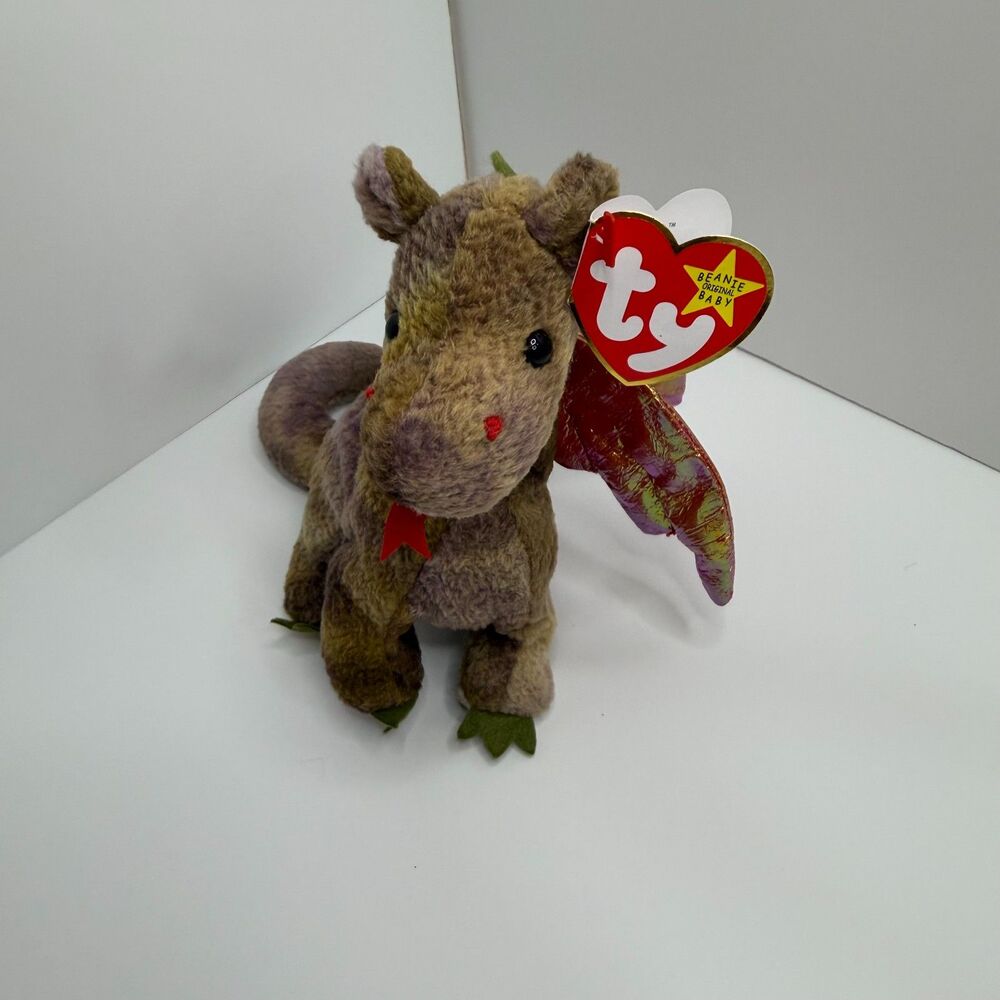 Ty Beanie Baby Scorch Dragon 1998 NWT Iridescent Wings Retired Original Tags